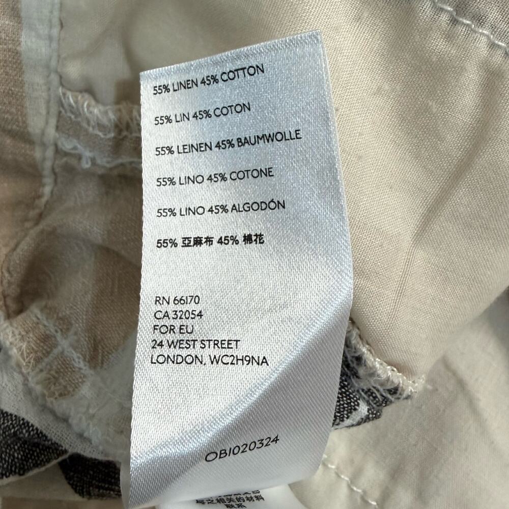 Anthropologie Beige Black White Neutral Stripe Linen Blend Wide Leg Pants size M - Picture 4 of 12